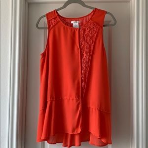 Orange Sleeveless Blouse